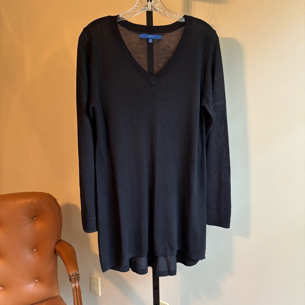 Apt 9 Women’s Long Sleeve Light Weight Tunic Sweater High Low MED Like‎ New